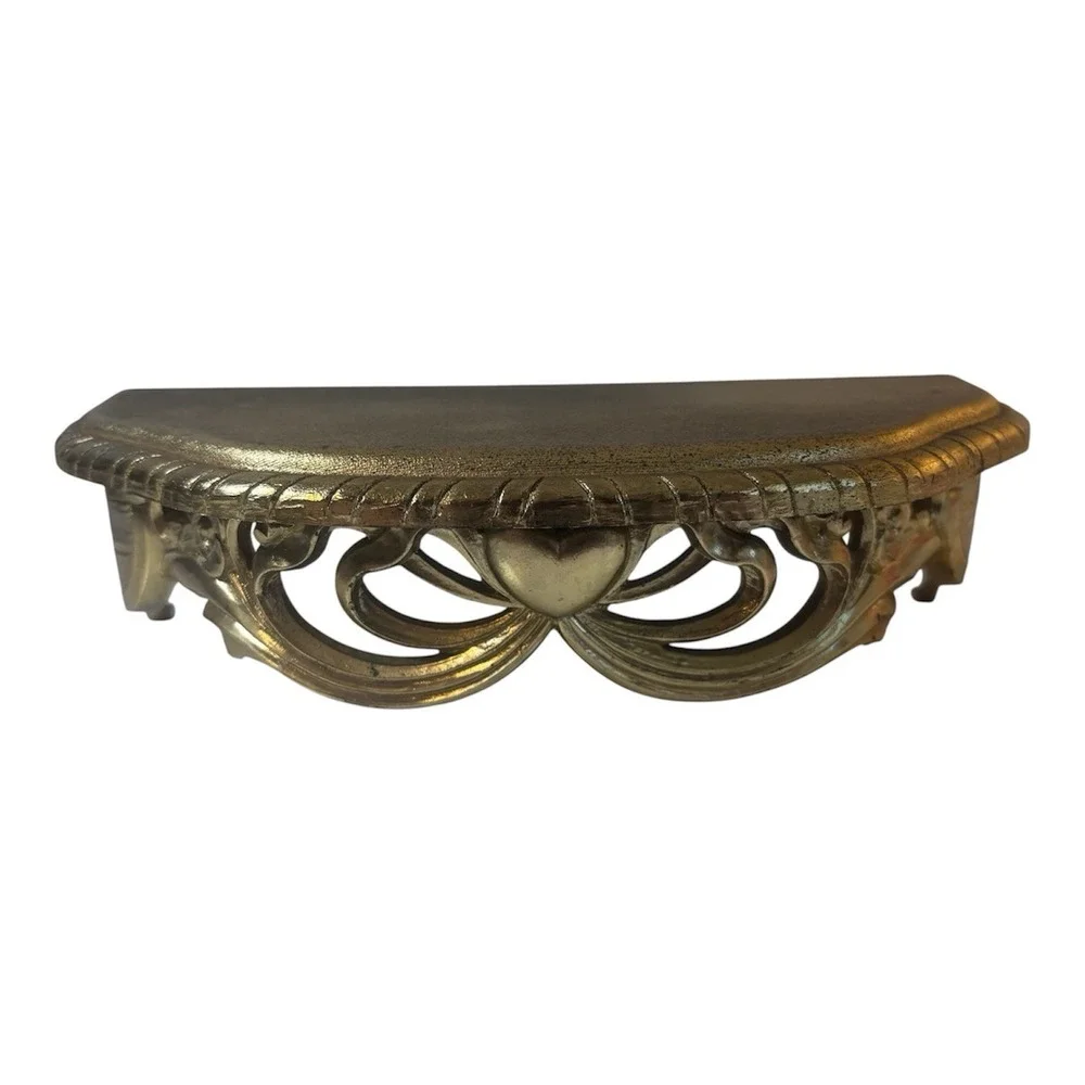 Vintage Homco Wall Shelf #3072 Gold Hollywood Regency 11.5